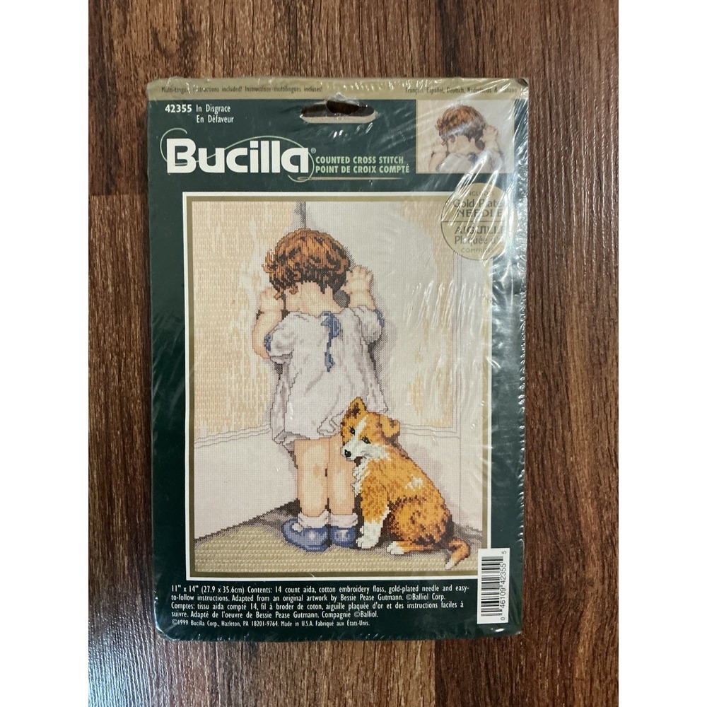 1999 BUCILLA Counted Cross Stitch Kit IN DISGRACE #42355 NEW 11" X 14"